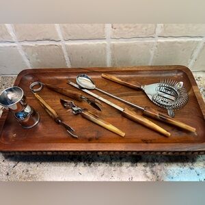 Sheffield Stainless Bar cocktail set Bakelite handles
